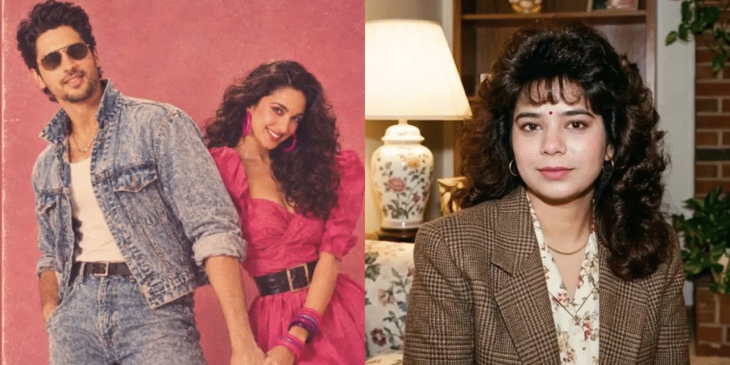 1980s retro AI photo created with ChatGPT featuring vintage fashion, classic Bollywood-inspired styling, nostalgic colors, and old-school photography.
